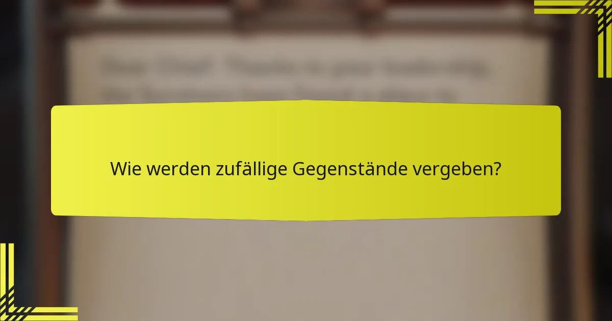Wie werden zufällige Gegenstände vergeben?